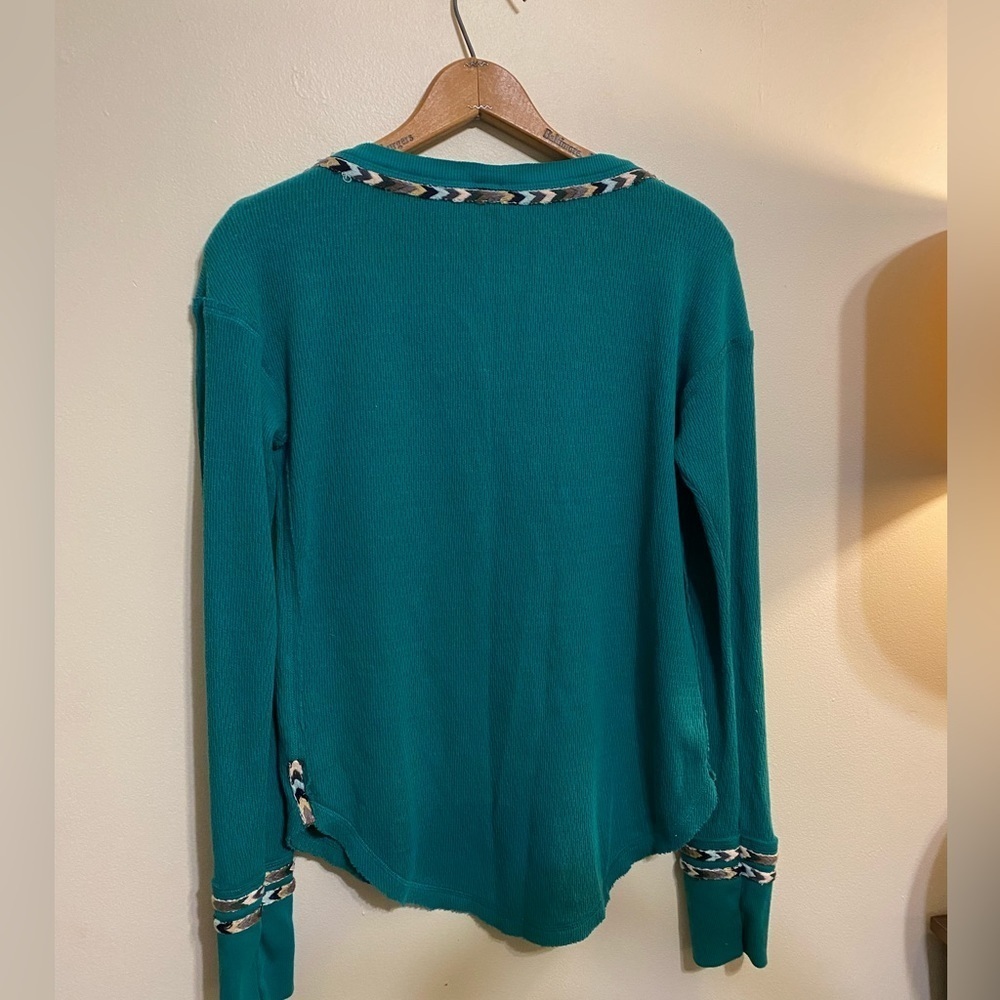 Free People|| Rainbow Thermal Long Sleeve W/ Embroidery. Worn Once, Gre… - Picture 7 of 11
